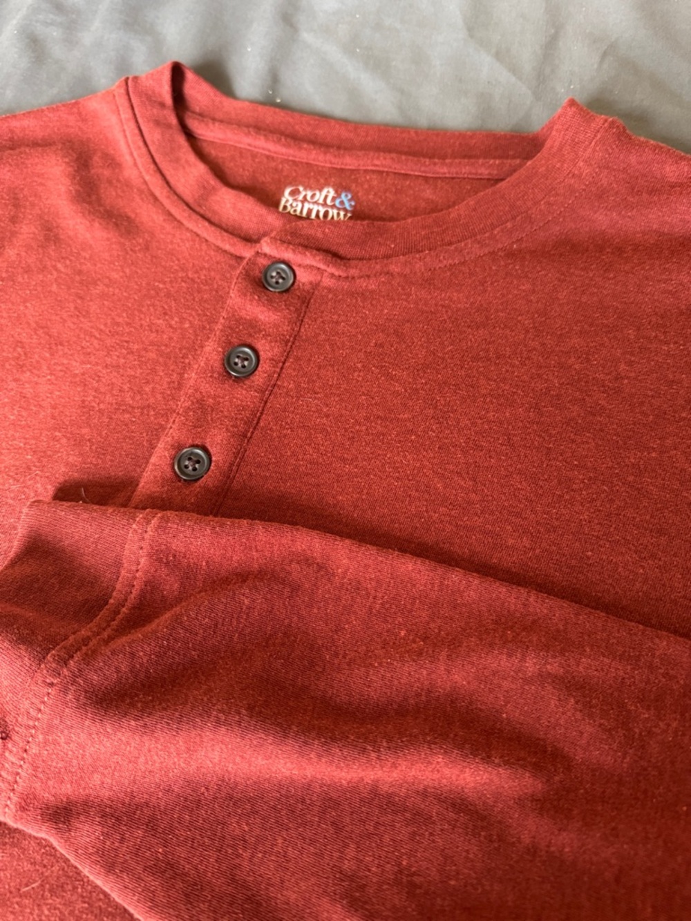 croft & barrow brick red henley pullover